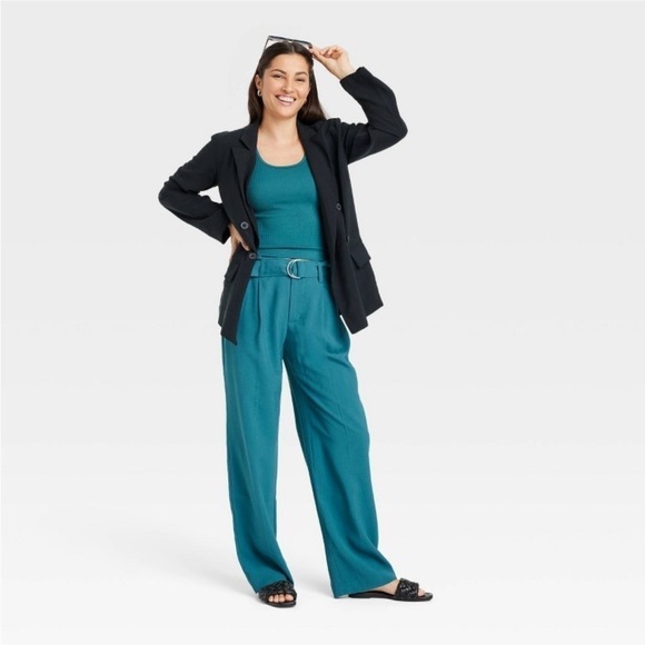 a new day Pants - Women's High-Rise Relaxed Fit Straight Belted Trousers a new day nwt